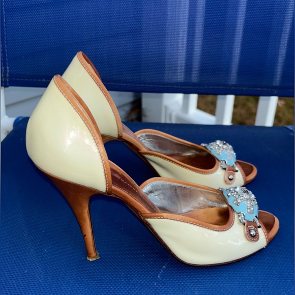 Vintage Giuseppe Zanotti Patent Leather Peep Toe Crystal Heels, Size 38 (7.5 US) - Picture 4 of 8